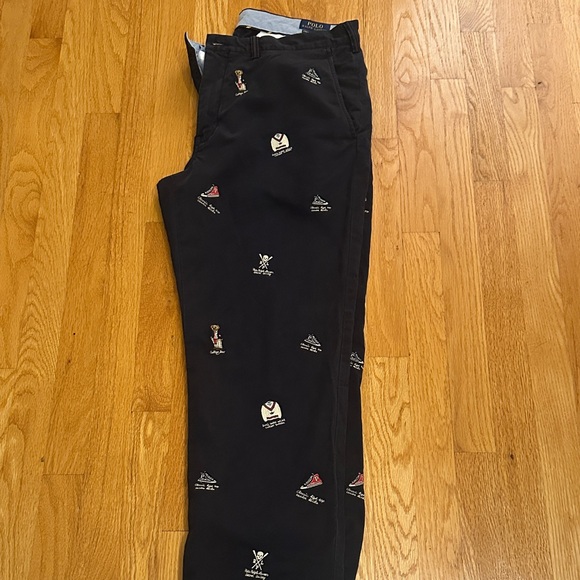 Polo Ralph Lauren Navy Blue Embroidered College Bear Straight Fit Extremely Rare